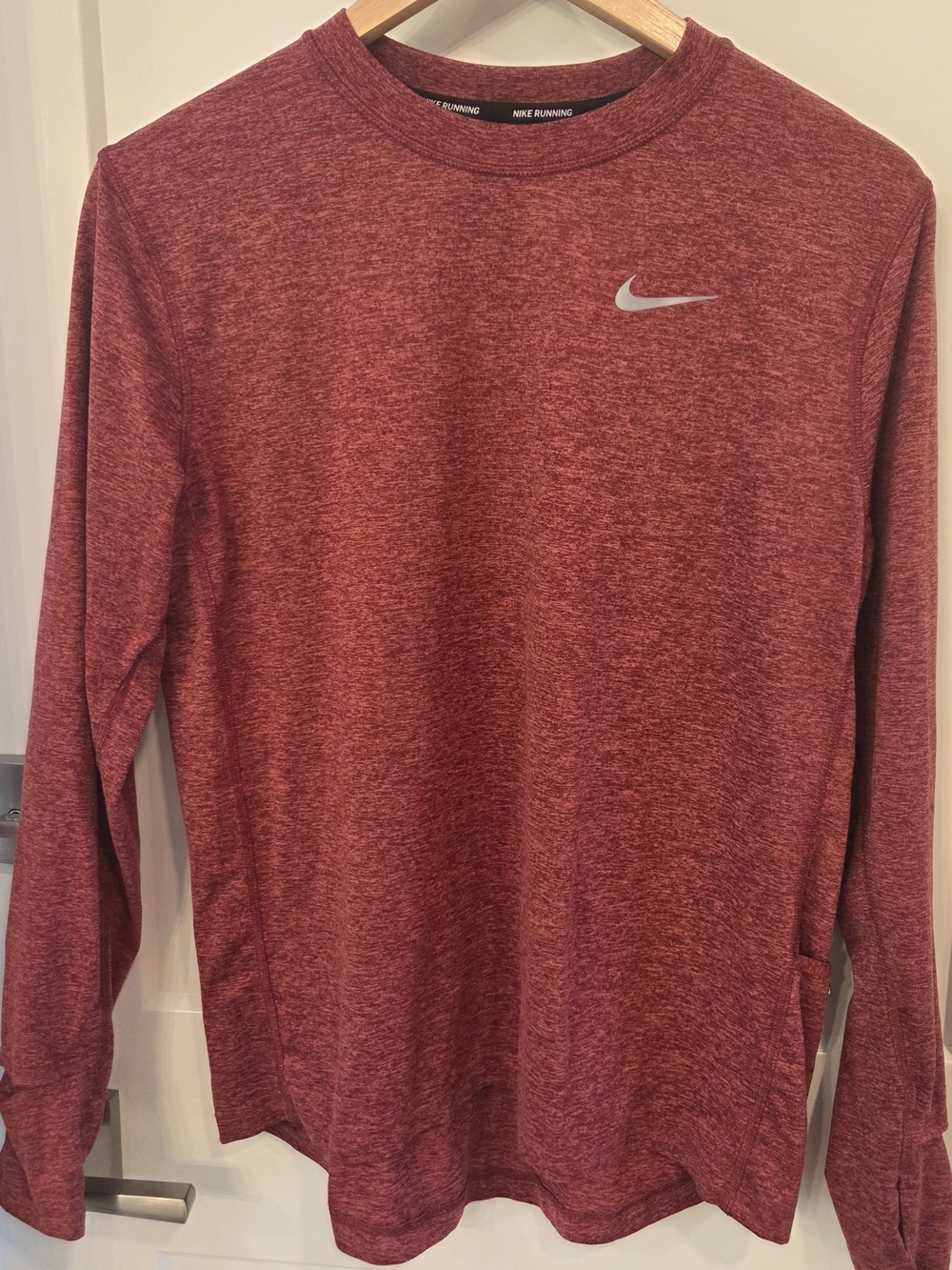 Nike Running Dri-FIT Long Sleeve Running Top Burgundy Heather Women's M Athletic